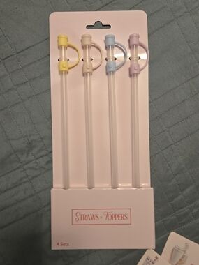 Straws + Toppers Pastel Party Drink Straws - 4 Pack